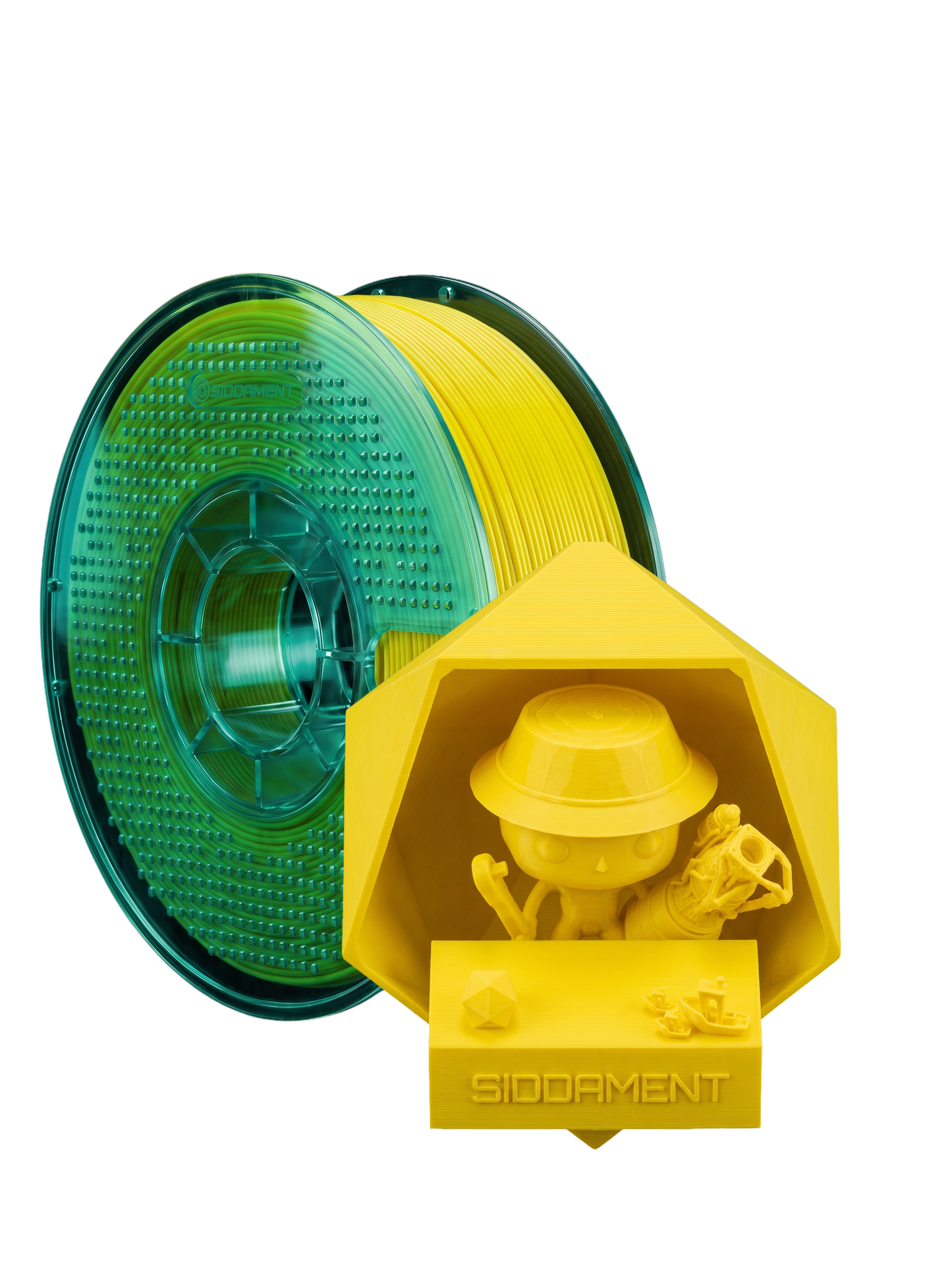 Yellow ASA V2 1.75mm 1kg filament and printed parts